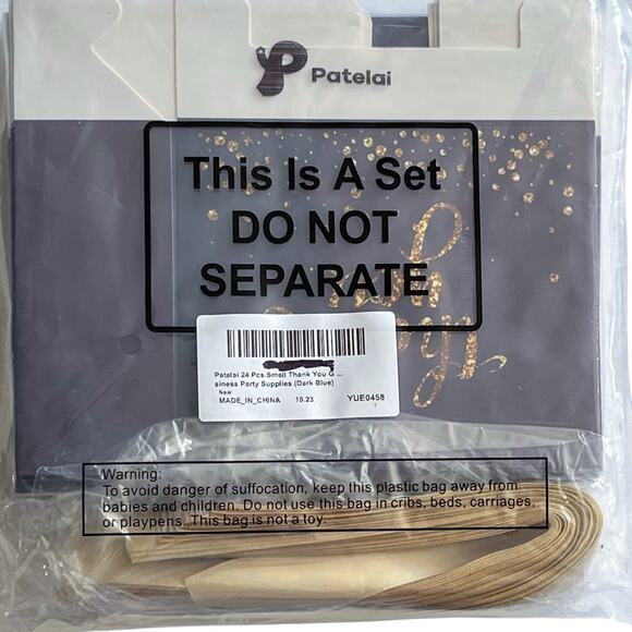 Thank You Gift Bags Mini Party Favor Navy Blue Gold 4.6 x 1.8 x 3.9'' 24 Pcs - Picture 4 of 7